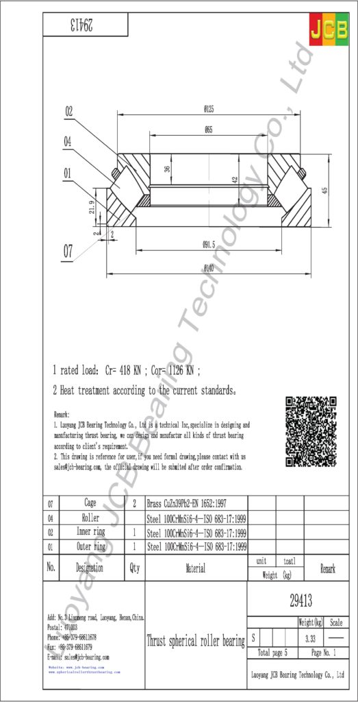 29413 Spherical Roller Thrust Bearing - Spherical Roller Bearing